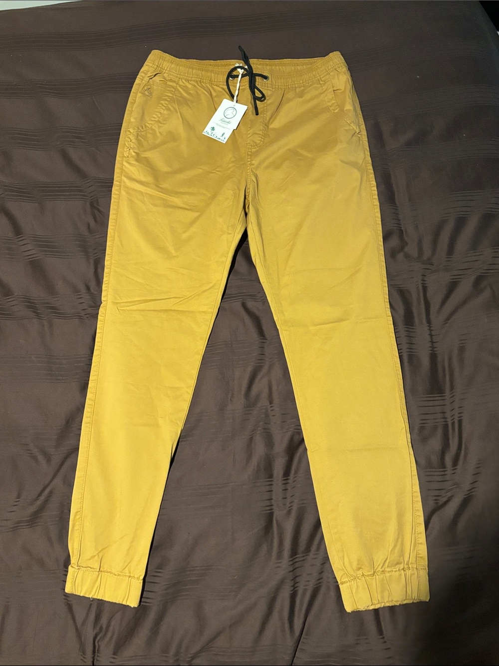 Men's Mustard Drawcord Joggers with Elastic Cuffs